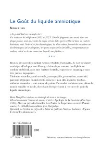 Quatrième de couverture du Goût du liquide amniotique